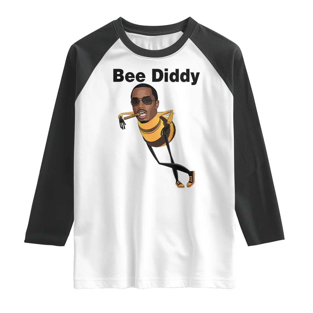 Bee Diddy Raglan Shirt Dark Humor Internet Meme Brainrot Gen Z TS10 White Black Print Your Wear