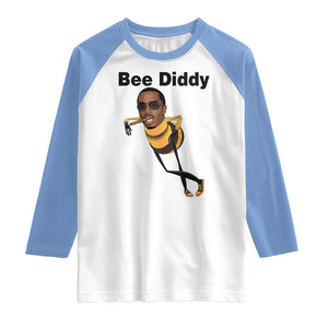 Bee Diddy Raglan Shirt Dark Humor Internet Meme Brainrot Gen Z TS10 White Carolina Blue Print Your Wear