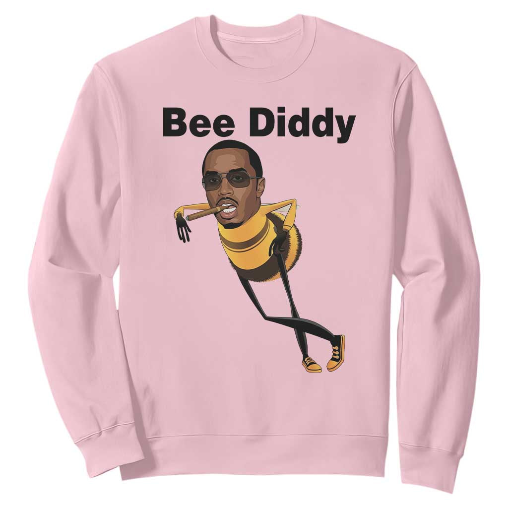 Bee Diddy Sweatshirt Dark Humor Internet Meme Brainrot Gen Z TS10 Light Pink Print Your Wear