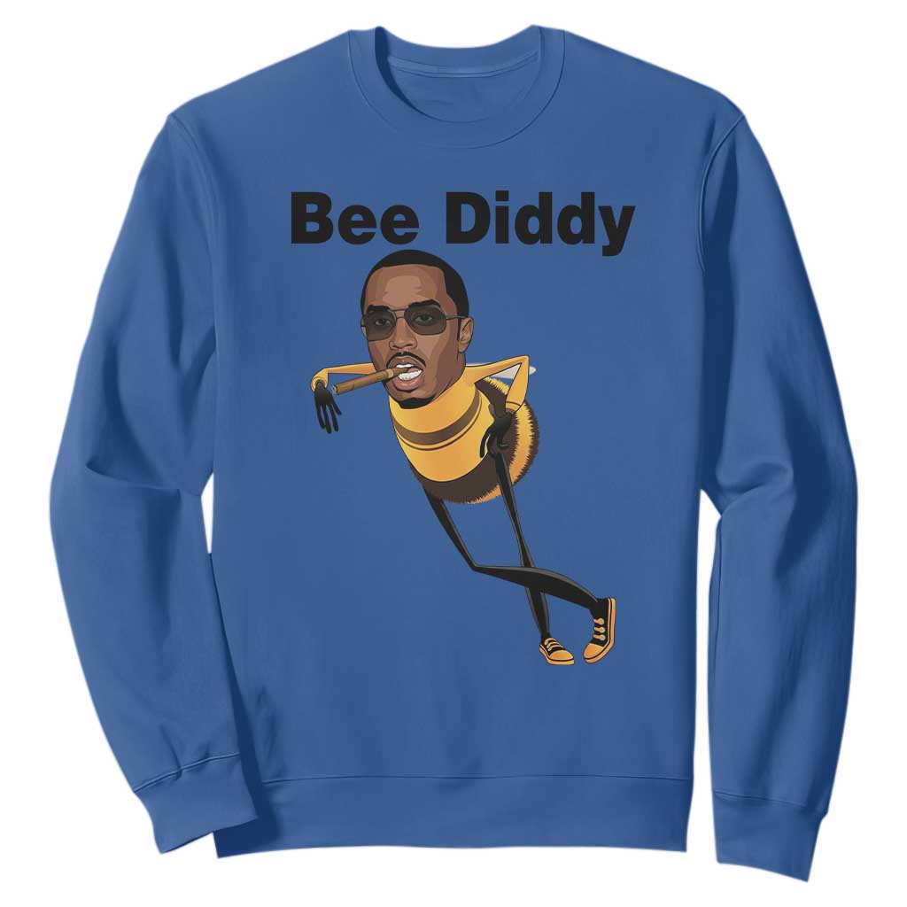 Bee Diddy Sweatshirt Dark Humor Internet Meme Brainrot Gen Z TS10 Royal Blue Print Your Wear