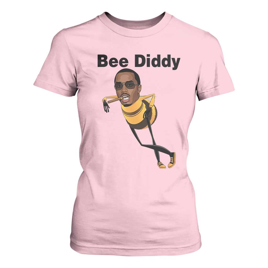 Bee Diddy T Shirt For Women Dark Humor Internet Meme Brainrot Gen Z TS10 Light Pink Print Your Wear