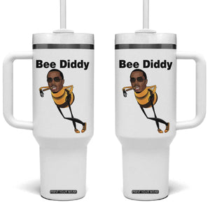 Bee Diddy Tumbler With Handle Dark Humor Internet Meme Brainrot Gen Z TS10 One Size: 40 oz White Print Your Wear