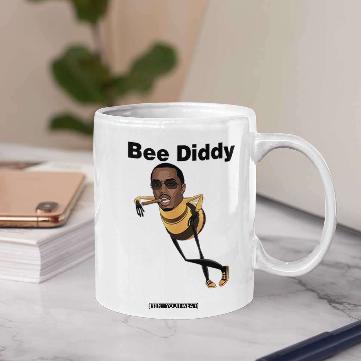 Bee Diddy Coffee Mug Dark Humor Internet Meme Brainrot Gen Z TS10 Print Your Wear
