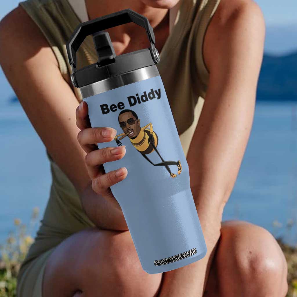 Bee Diddy Flip Straw Tumbler Dark Humor Internet Meme Brainrot Gen Z TS10 One Size: 30 oz Light Blue Print Your Wear