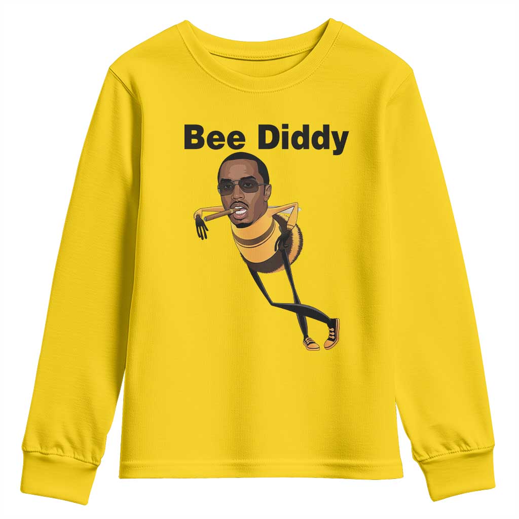 Bee Diddy Youth Sweatshirt Dark Humor Internet Meme Brainrot Gen Z TS10 Daisy Print Your Wear