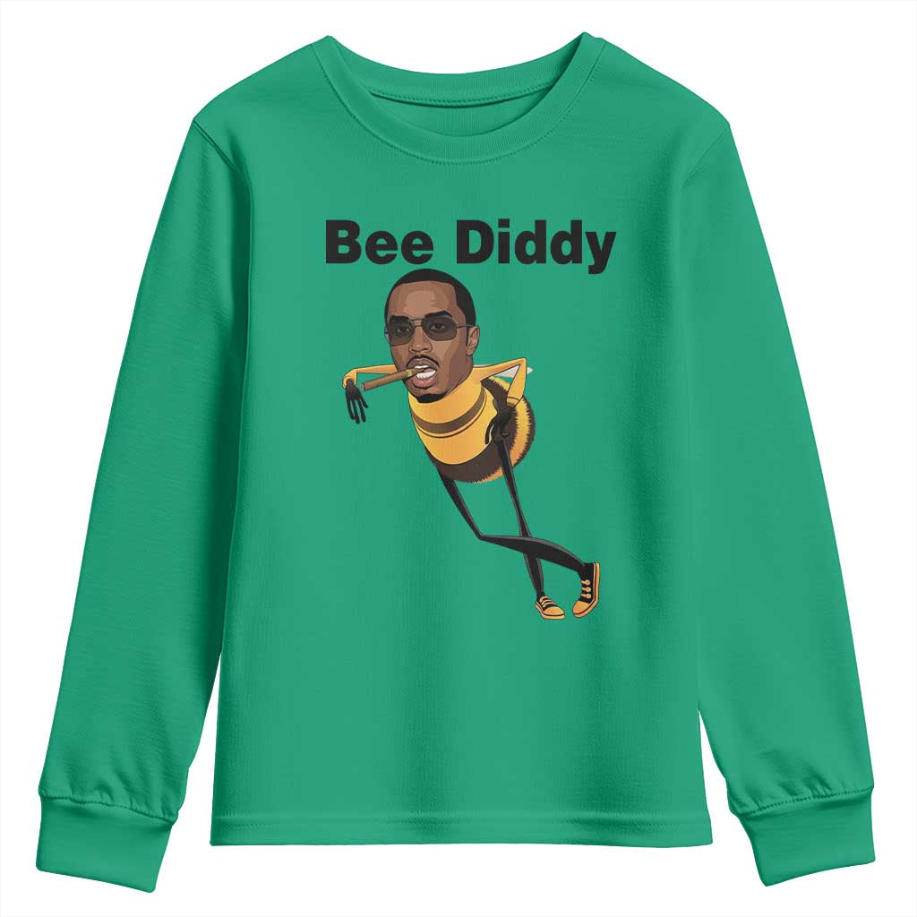Bee Diddy Youth Sweatshirt Dark Humor Internet Meme Brainrot Gen Z TS10 Irish Green Print Your Wear