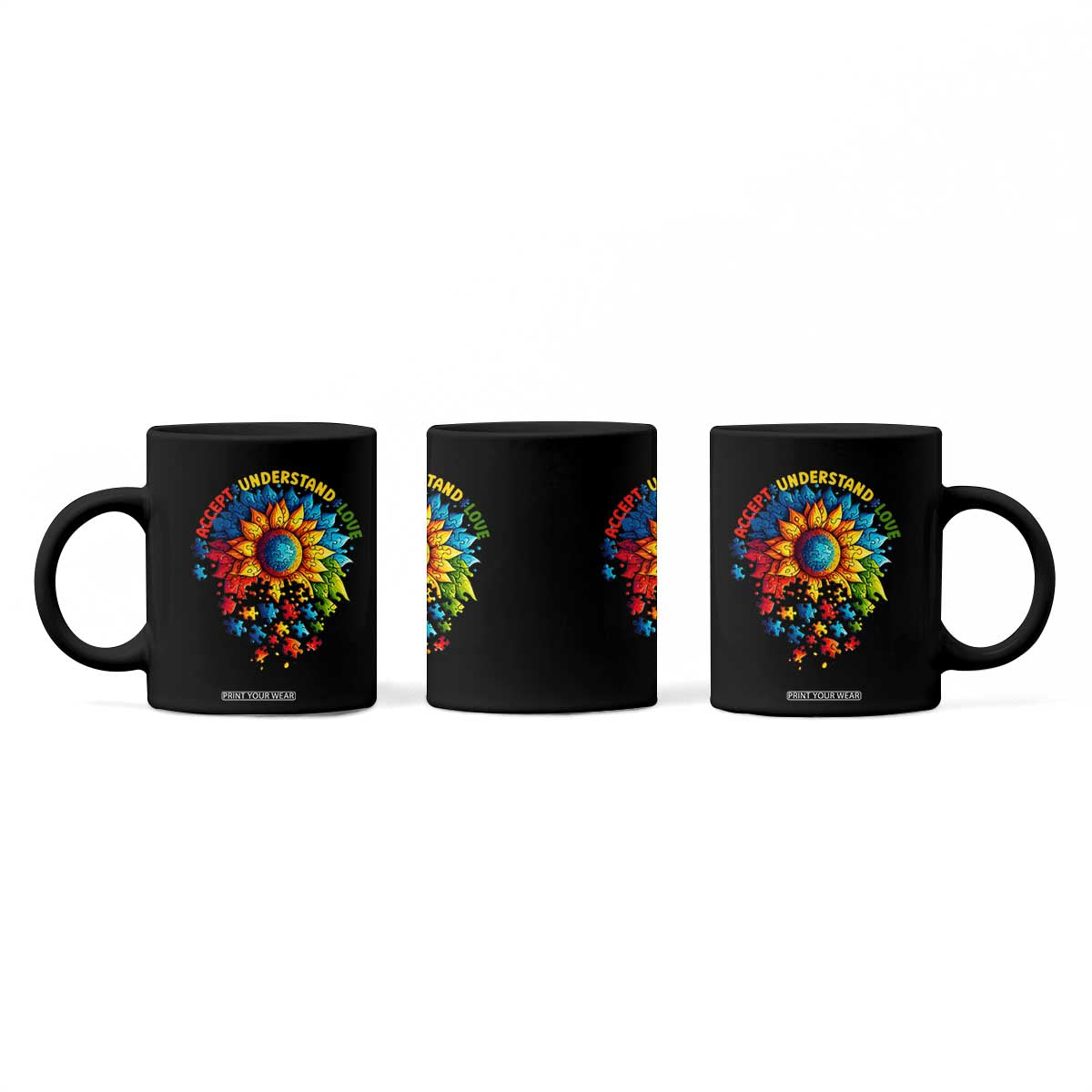 Autism Acceptance Sunflower Puzzle Coffee Mug Accept Understand Love ASD TS10 Print Your Wear