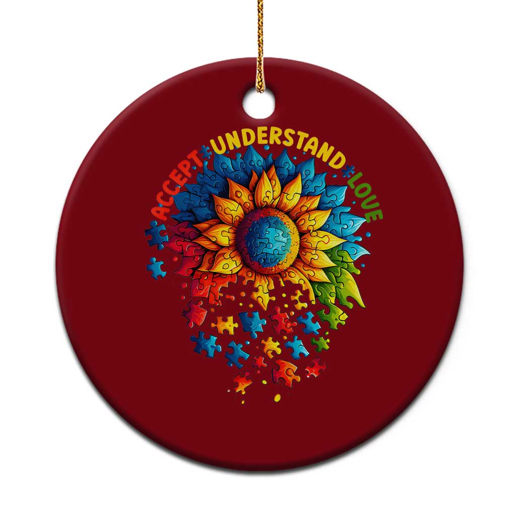 Autism Acceptance Sunflower Puzzle Ceramic Ornament Accept Understand Love ASD TS10 1pc Red Print Your Wear