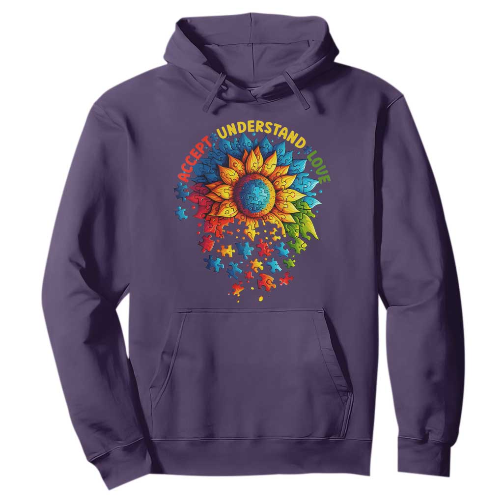 Autism Acceptance Sunflower Puzzle Hoodie Accept Understand Love ASD TS10 Purple Print Your Wear