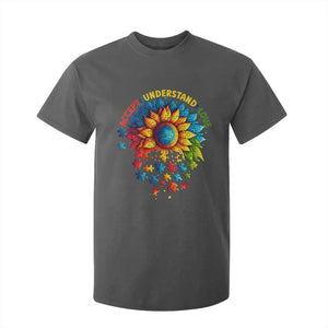 Autism Acceptance Sunflower Puzzle T Shirt For Kid Accept Understand Love ASD TS10 Dark Heather Print Your Wear
