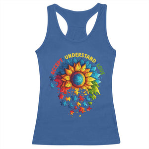 Autism Acceptance Sunflower Puzzle Racerback Tank Top Accept Understand Love ASD TS10 Royal Blue Print Your Wear