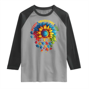 Autism Acceptance Sunflower Puzzle Raglan Shirt Accept Understand Love ASD TS10 Sport Gray Black Print Your Wear