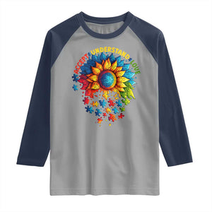 Autism Acceptance Sunflower Puzzle Raglan Shirt Accept Understand Love ASD TS10 Sport Gray Navy Print Your Wear