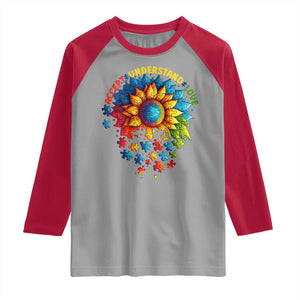 Autism Acceptance Sunflower Puzzle Raglan Shirt Accept Understand Love ASD TS10 Sport Gray Red Print Your Wear