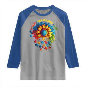 Autism Acceptance Sunflower Puzzle Raglan Shirt Accept Understand Love ASD TS10 Sport Gray Royal Print Your Wear