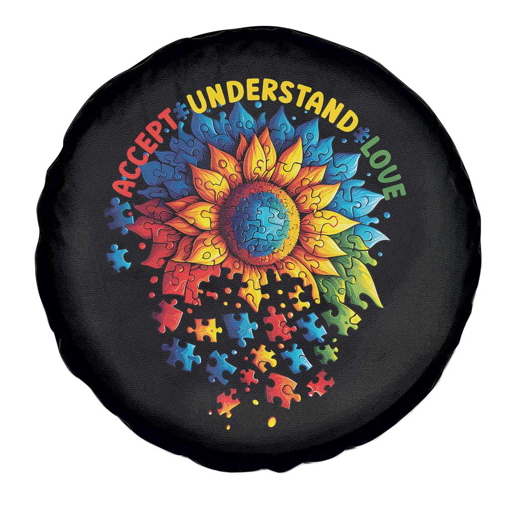 Autism Acceptance Sunflower Puzzle Spare Tire Cover Accept Understand Love ASD TS10 Print Your Wear