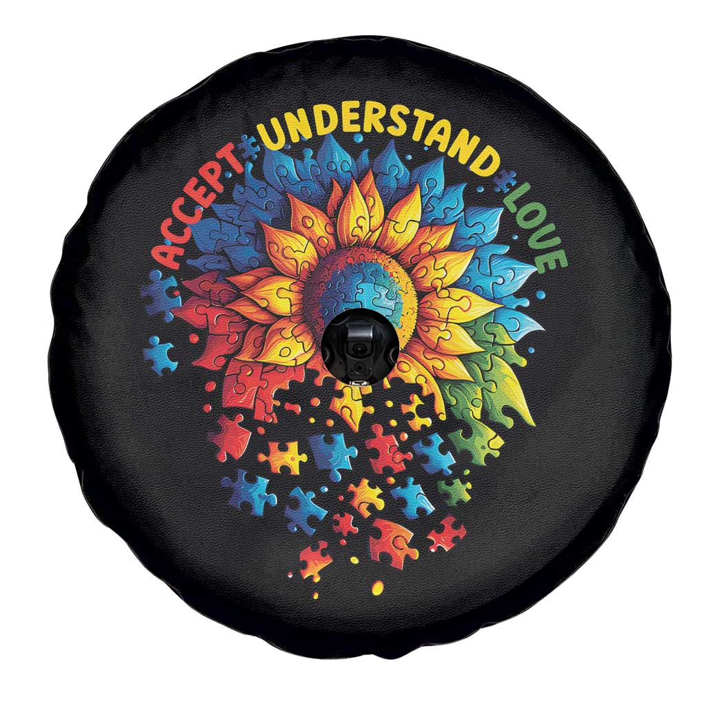 Autism Acceptance Sunflower Puzzle Spare Tire Cover Accept Understand Love ASD TS10 Print Your Wear