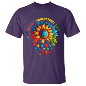 Autism Acceptance Sunflower Puzzle T Shirt Accept Understand Love ASD TS10 Purple Print Your Wear