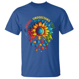 Autism Acceptance Sunflower Puzzle T Shirt Accept Understand Love ASD TS10 Royal Blue Print Your Wear