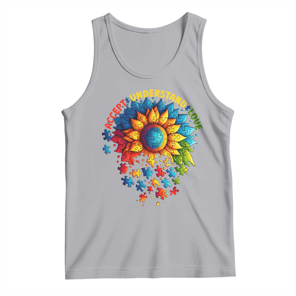 Autism Acceptance Sunflower Puzzle Tank Top Accept Understand Love ASD TS10 Athletic Heather Print Your Wear