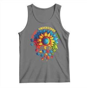 Autism Acceptance Sunflower Puzzle Tank Top Accept Understand Love ASD TS10 Black Heather Print Your Wear