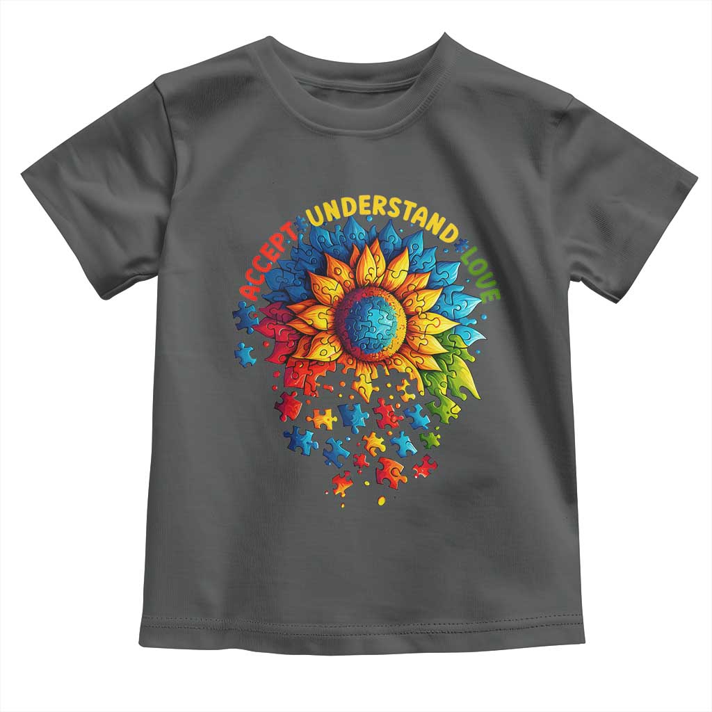Autism Acceptance Sunflower Puzzle Toddler T Shirt Accept Understand Love ASD TS10 Dark Heather Print Your Wear