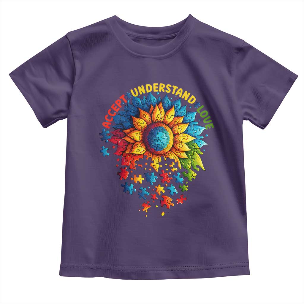 Autism Acceptance Sunflower Puzzle Toddler T Shirt Accept Understand Love ASD TS10 Purple Print Your Wear