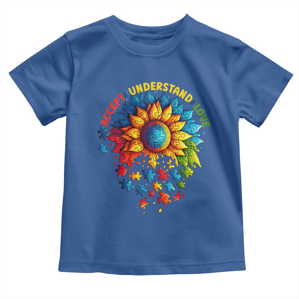 Autism Acceptance Sunflower Puzzle Toddler T Shirt Accept Understand Love ASD TS10 Royal Blue Print Your Wear