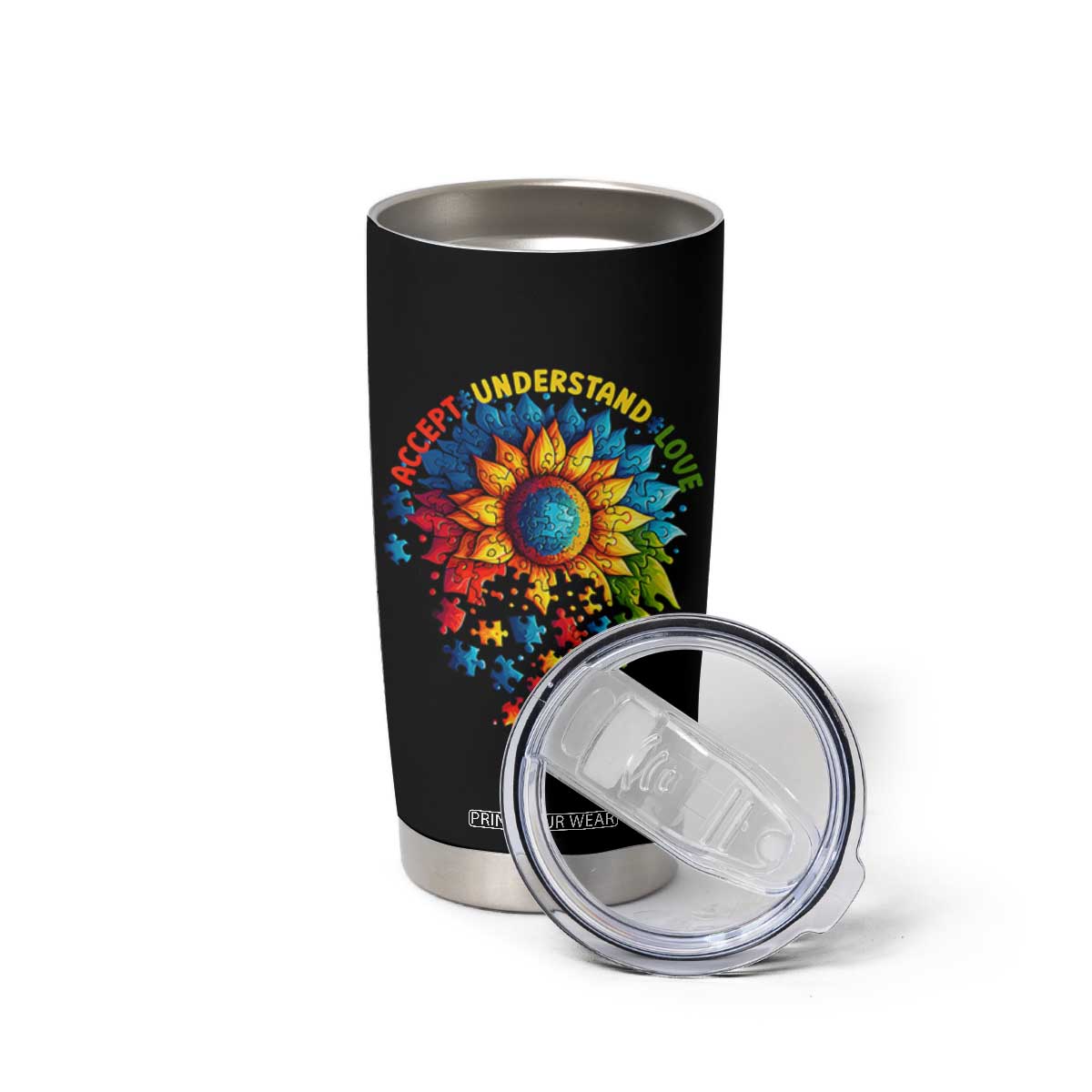 Autism Acceptance Sunflower Puzzle Tumbler Cup Accept Understand Love ASD TS10 Print Your Wear