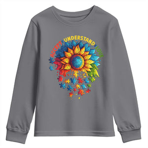 Autism Acceptance Sunflower Puzzle Youth Sweatshirt Accept Understand Love ASD TS10 Charcoal Print Your Wear