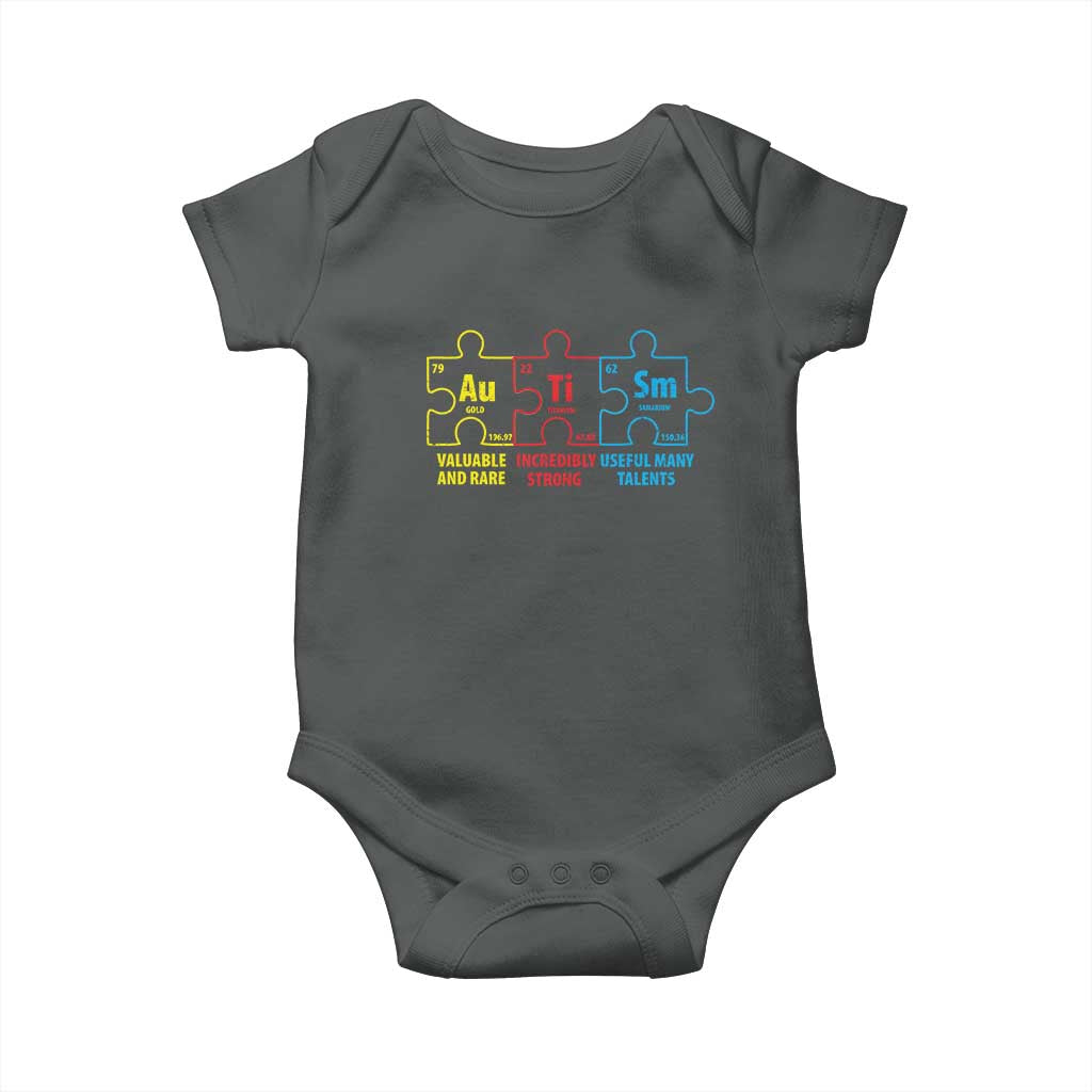 Autism Awareness Baby Onesie Elements Periodic Table ASD TS10 Dark Heather Print Your Wear