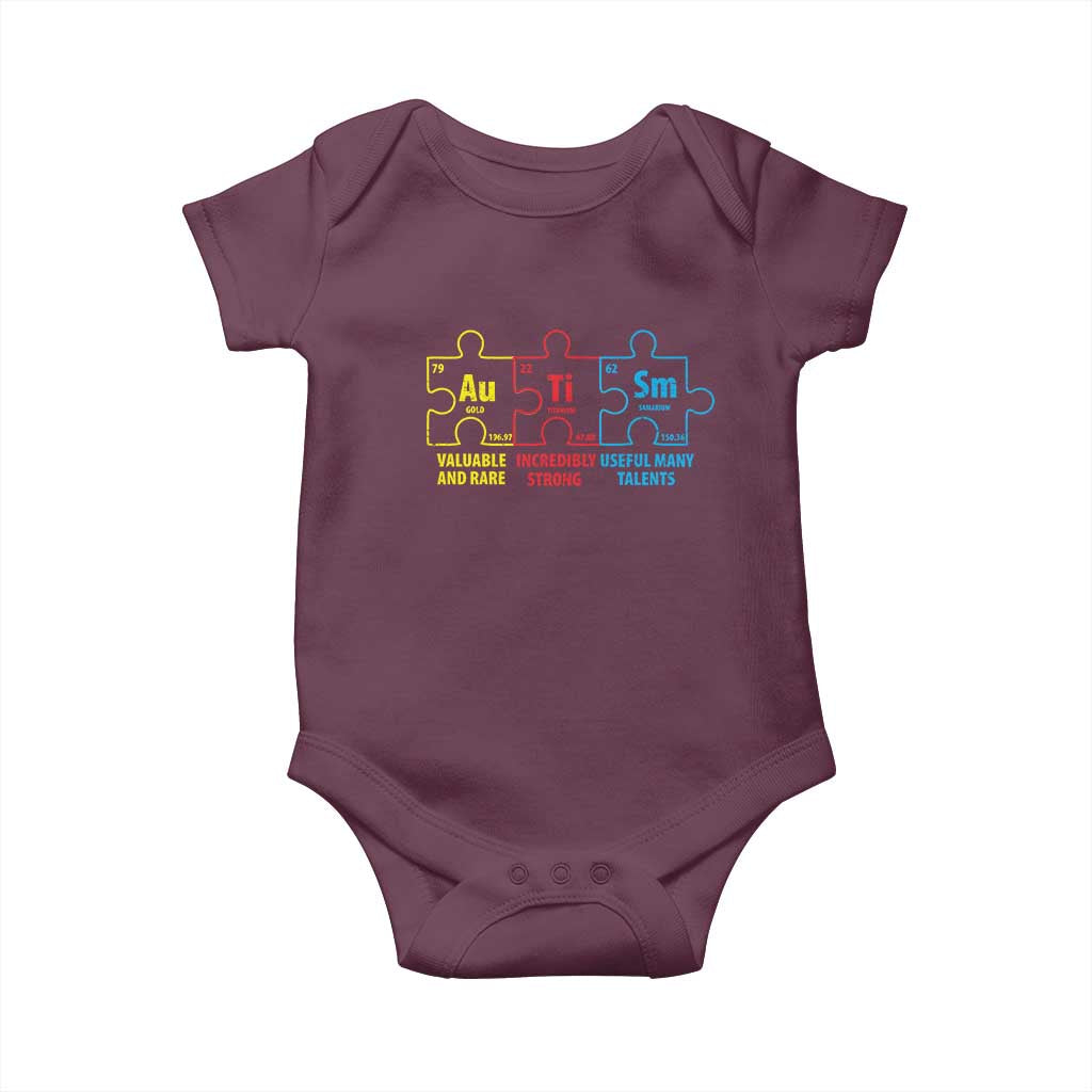Autism Awareness Baby Onesie Elements Periodic Table ASD TS10 Maroon Print Your Wear