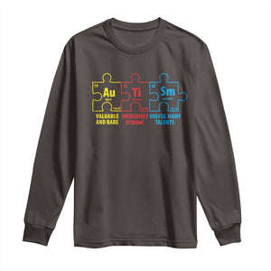 Autism Awareness Long Sleeve Shirt Elements Periodic Table ASD TS10 Dark Chocolate Print Your Wear