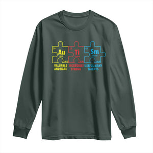 Autism Awareness Long Sleeve Shirt Elements Periodic Table ASD TS10 Dark Forest Green Print Your Wear