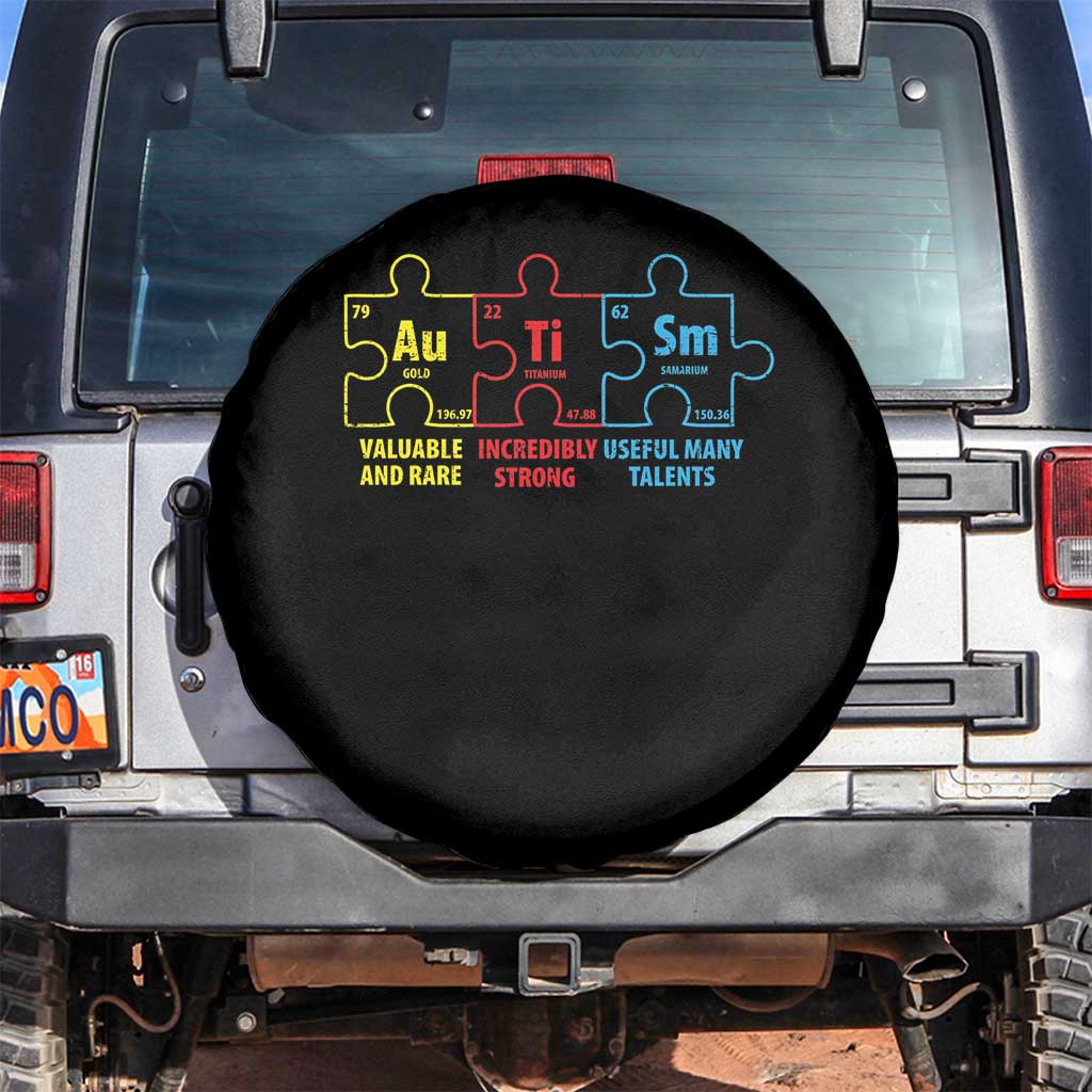 Autism Awareness Spare Tire Cover Elements Periodic Table ASD TS10 No hole Black Print Your Wear