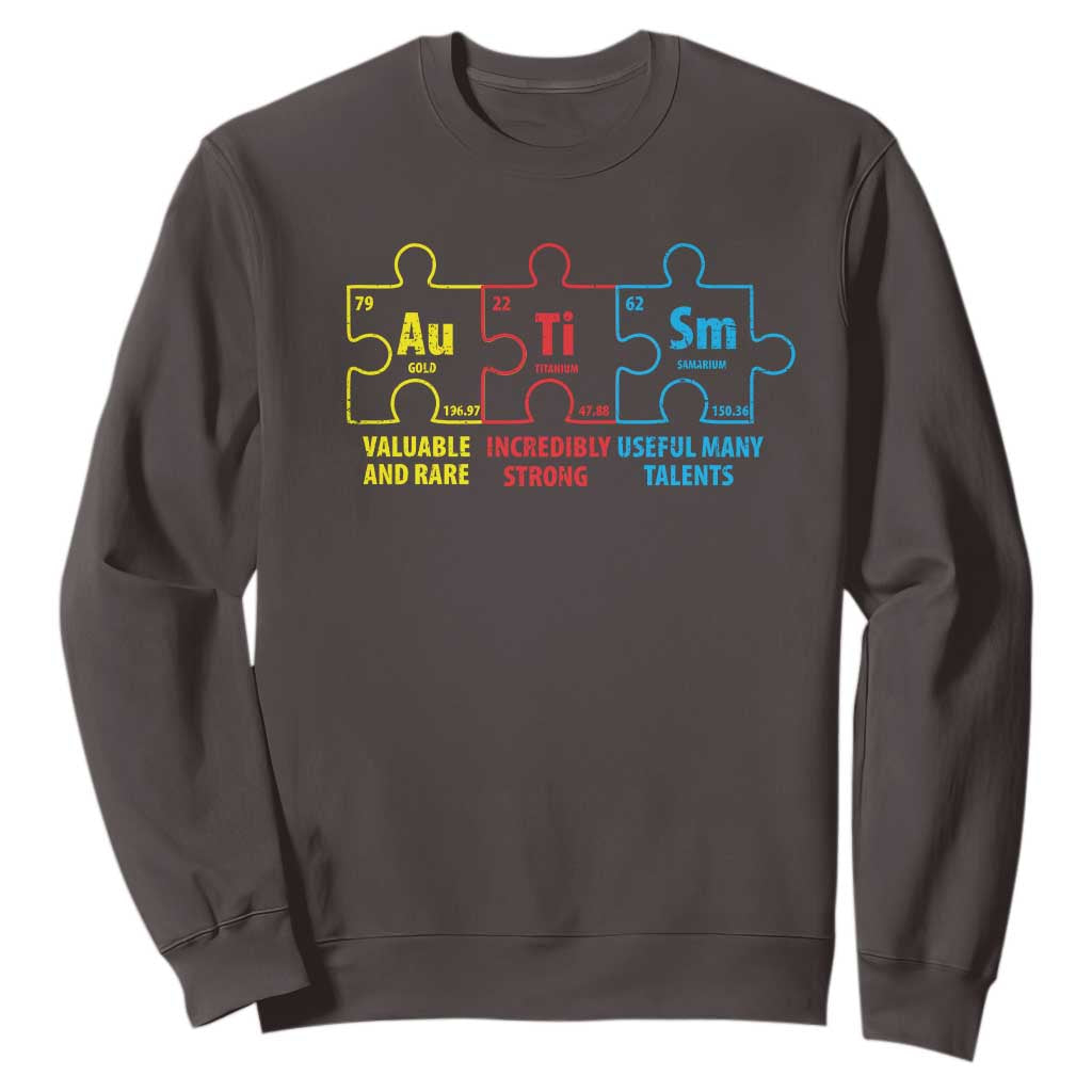 Autism Awareness Sweatshirt Elements Periodic Table ASD TS10 Dark Chocolate Print Your Wear