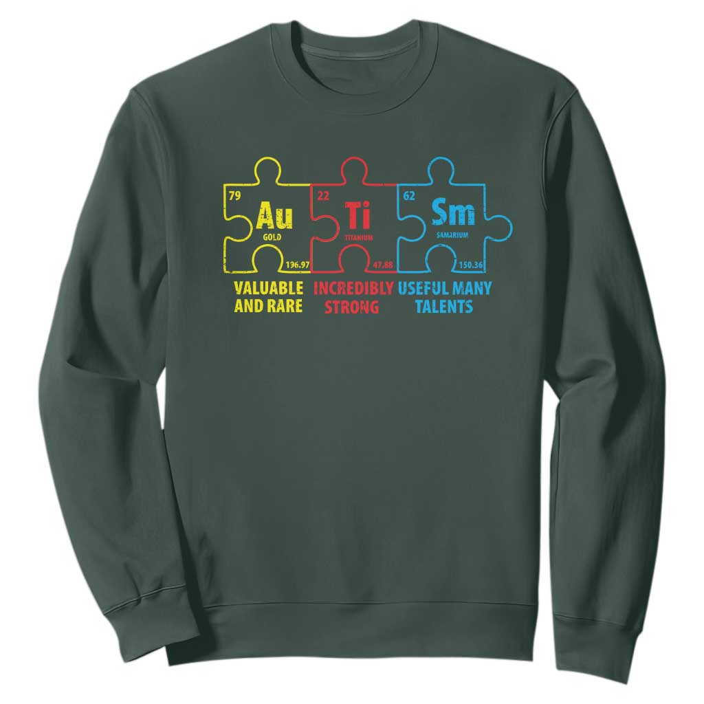 Autism Awareness Sweatshirt Elements Periodic Table ASD TS10 Dark Forest Green Print Your Wear