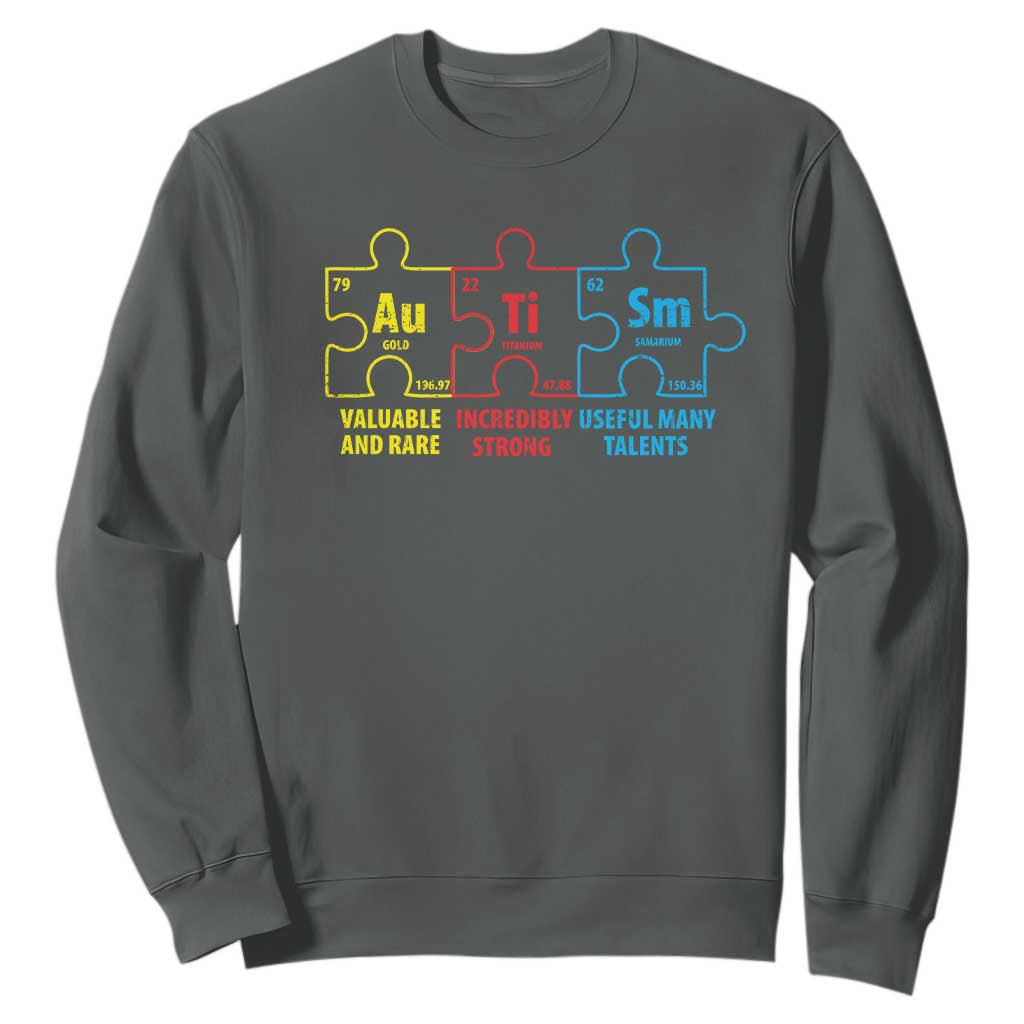 Autism Awareness Sweatshirt Elements Periodic Table ASD TS10 Dark Heather Print Your Wear
