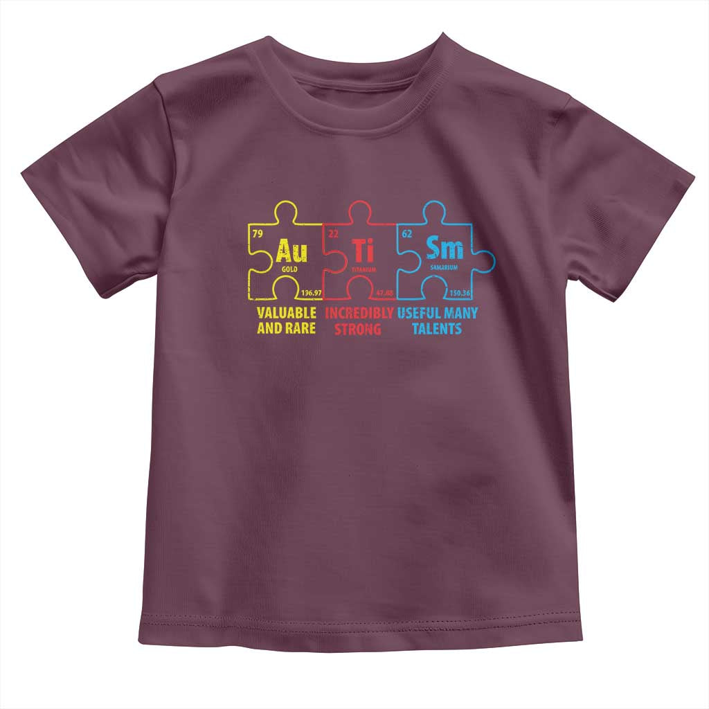 Autism Awareness Toddler T Shirt Elements Periodic Table ASD TS10 Maroon Print Your Wear