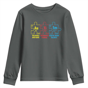 Autism Awareness Youth Sweatshirt Elements Periodic Table ASD TS10 Dark Heather Print Your Wear