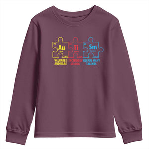 Autism Awareness Youth Sweatshirt Elements Periodic Table ASD TS10 Maroon Print Your Wear