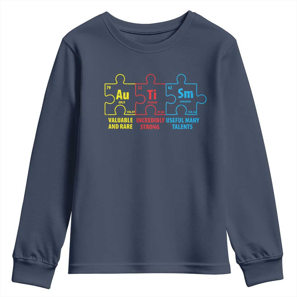 Autism Awareness Youth Sweatshirt Elements Periodic Table ASD TS10 Navy Print Your Wear