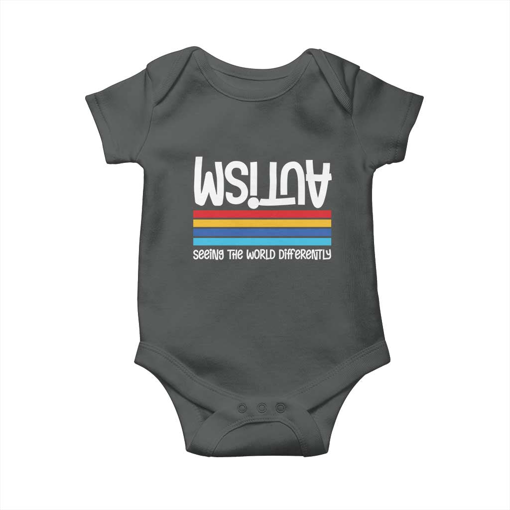Autism Awareness Baby Onesie Seeing the World Differently ASD Month Support TS10 Dark Heather Print Your Wear