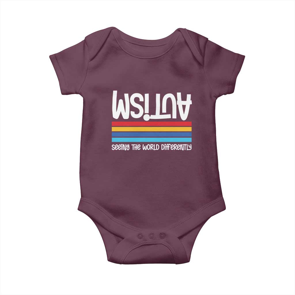 Autism Awareness Baby Onesie Seeing the World Differently ASD Month Support TS10 Maroon Print Your Wear