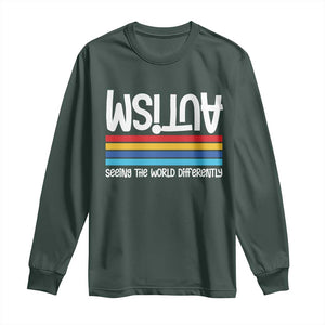 Autism Awareness Long Sleeve Shirt Seeing the World Differently ASD Month Support TS10 Dark Forest Green Print Your Wear