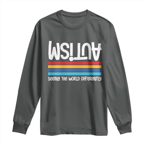 Autism Awareness Long Sleeve Shirt Seeing the World Differently ASD Month Support TS10 Dark Heather Print Your Wear