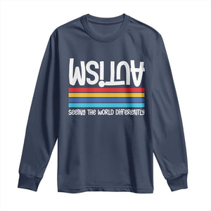 Autism Awareness Long Sleeve Shirt Seeing the World Differently ASD Month Support TS10 Navy Print Your Wear