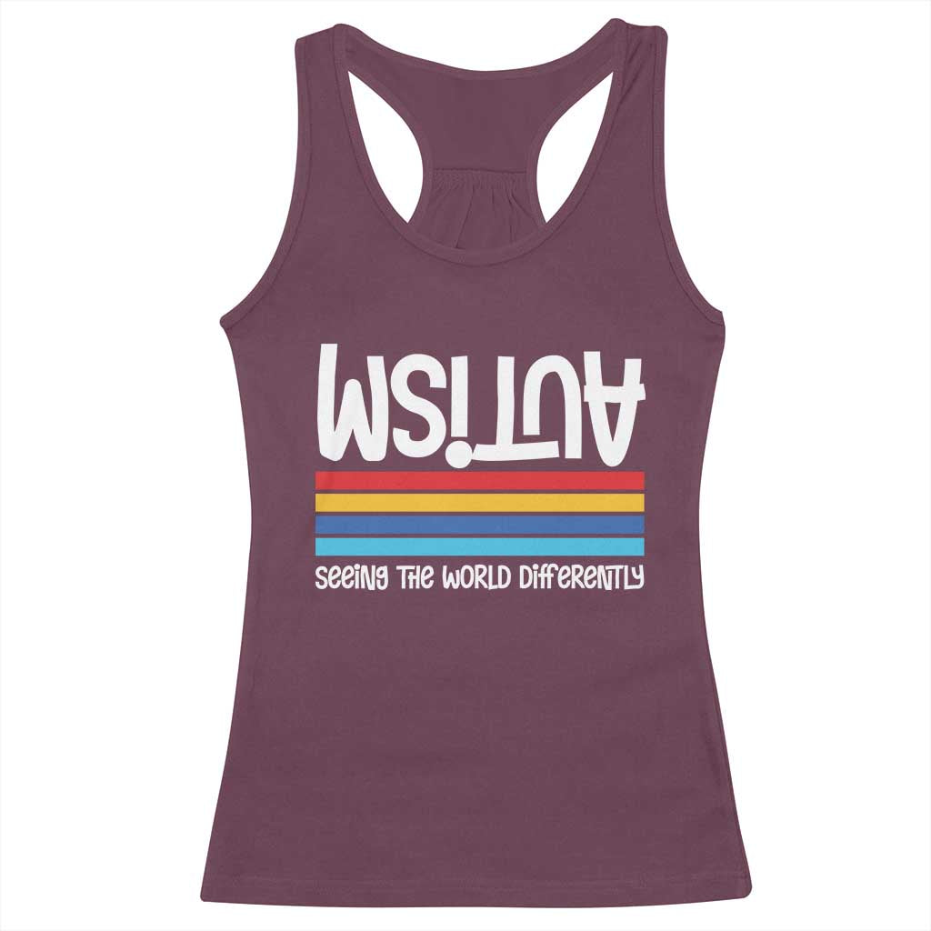 Autism Awareness Racerback Tank Top Seeing the World Differently ASD Month Support TS10 Maroon Print Your Wear