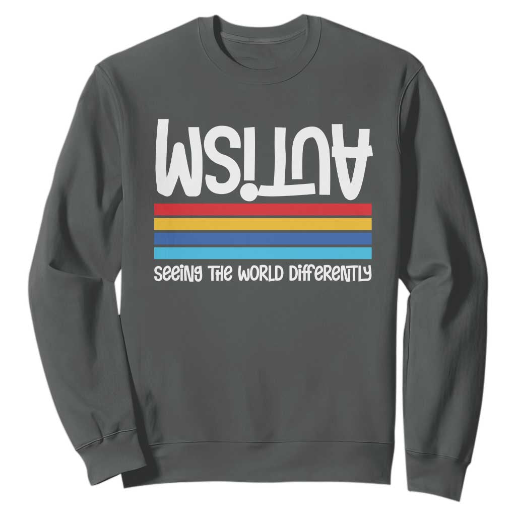 Autism Awareness Sweatshirt Seeing the World Differently ASD Month Support TS10 Dark Heather Print Your Wear