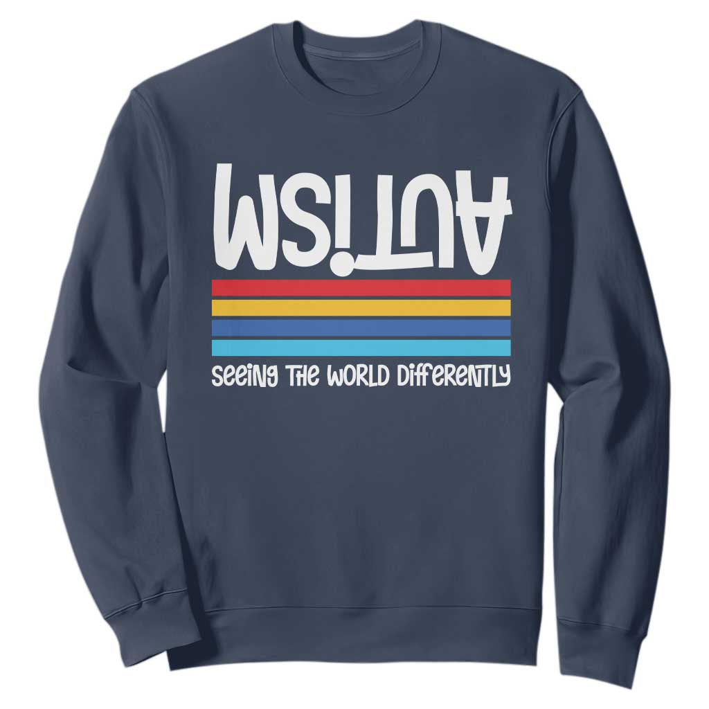 Autism Awareness Sweatshirt Seeing the World Differently ASD Month Support TS10 Navy Print Your Wear